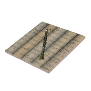 Clarinet ~ Rolled Sheet Music Background ~ Music Ceramic Tile