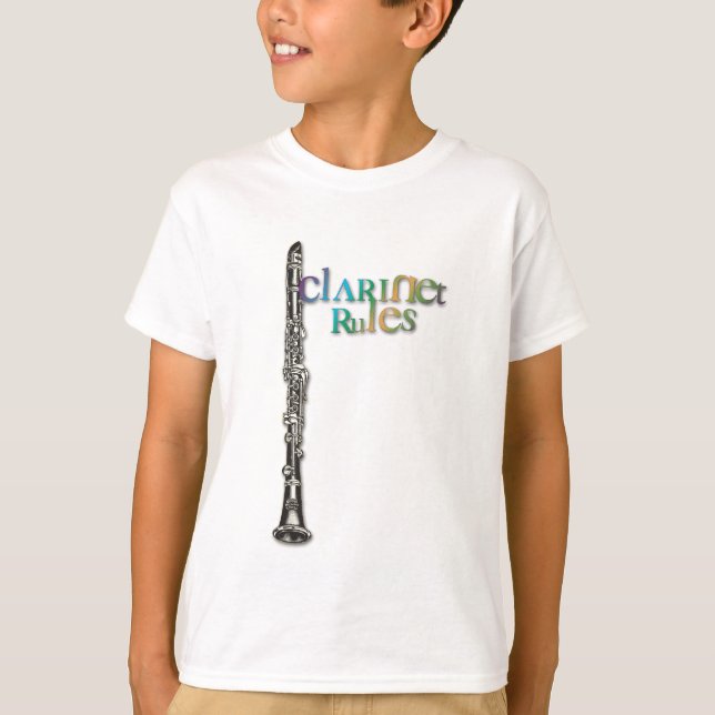 Clarinet Rules Dark Colour Text T-Shirt (Front)