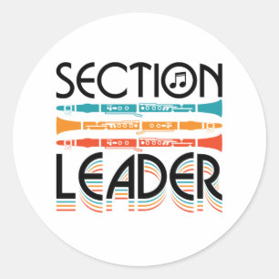 Clarinet Section Leader School Band Retro Classic Round Sticker