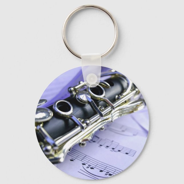 Clarinet Sheet Music Band Orchestra Key Ring (Front)