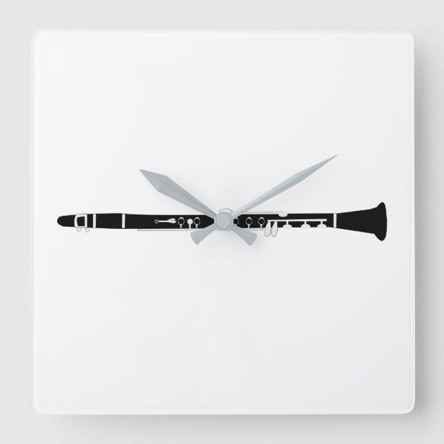 Clarinet Square Wall Clock (Front)