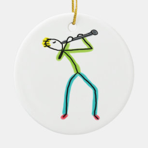 Clarinet Stickman Ceramic Ornament