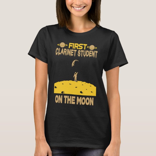 Clarinet Student On The Moon T-Shirt (Front)