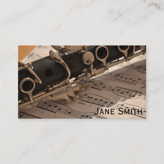 Clarinet Teacher freelance Music tutor Business Card (Front)