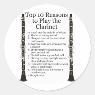 Clarinet Top 10 Classic Round Sticker