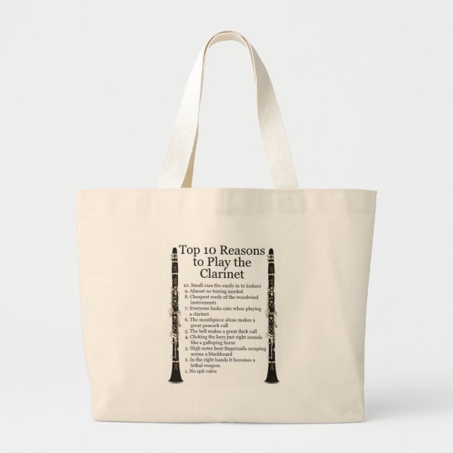 Clarinet Top 10 Large Tote Bag (Front)