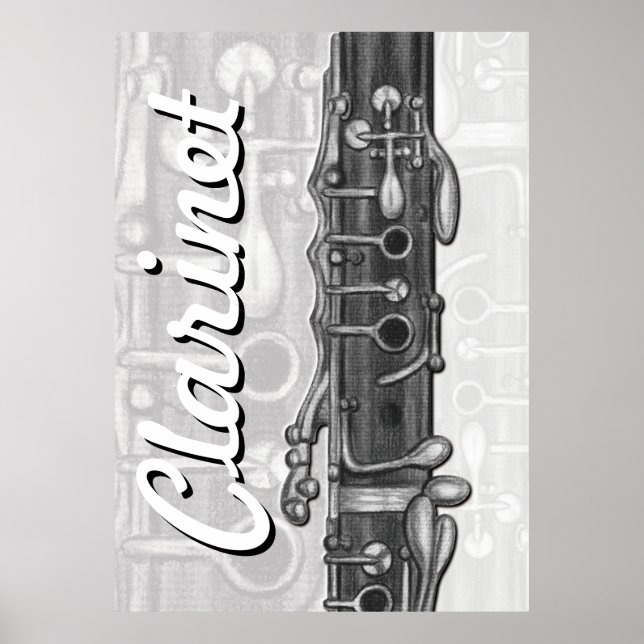 Clarinet Upper Joint in Charcoal Poster (Front)