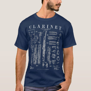 Clarinet Vintage Patent Clarinetist Drawing T-Shirt