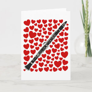 Clarinet With Hearts Valentines Anniversary Card