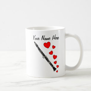 Clarinet With Hearts Woodwind Musician Custom Coffee Mug