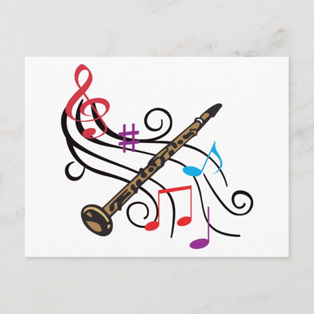 Clarinet With Music Postcard (Front)