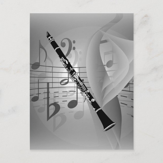 Clarinet with Musical Accents Postcard (Front)