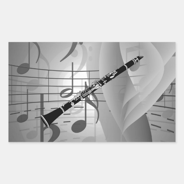 Clarinet with Musical Accents Rectangular Sticker (Front)