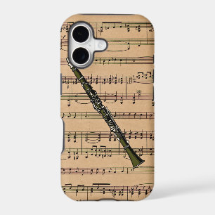 Clarinet With Sheet Music Background