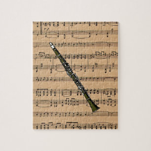 Clarinet With Sheet Music Background Jigsaw Puzzle