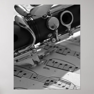 Clarinet with Sheet Music Poster