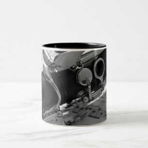 Clarinet with Sheet Music Two-Tone Coffee Mug