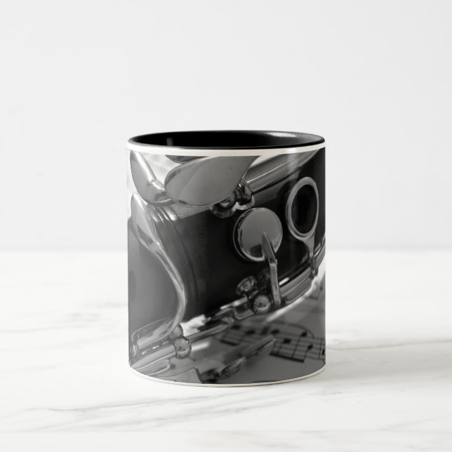 Clarinet with Sheet Music Two-Tone Coffee Mug (Center)