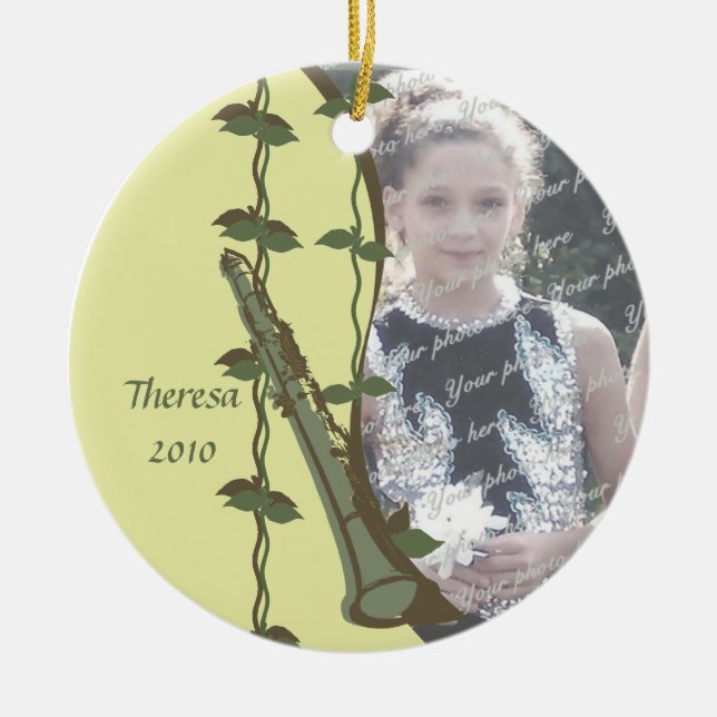 Clarinet Woodland Photo Ceramic Ornament (Front)