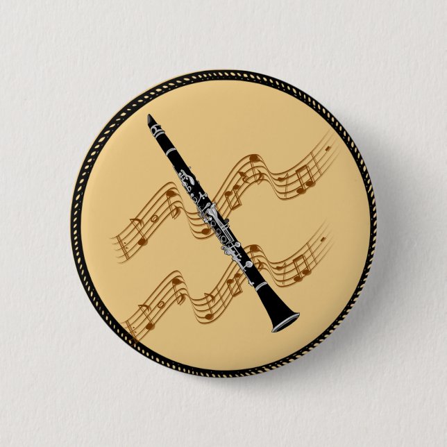 Clarinet, woodwind instrument 6 cm round badge (Front)