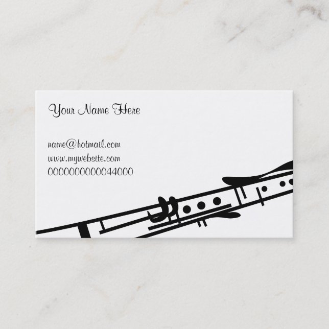 Clarinet, Your Name Here, Business Card (Front)
