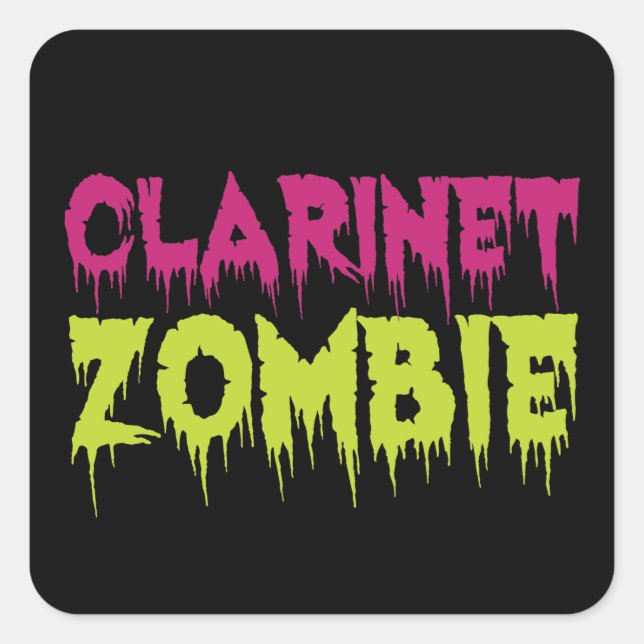 Clarinet Zombie Square Sticker (Front)