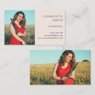 Clarinetist 2 Photo Blush Pink Modern Business Card