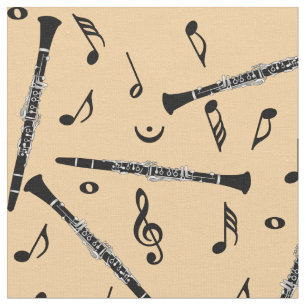 Clarinets Music Notes Pattern Fabric