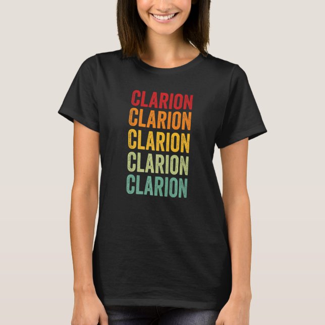 Clarion County Pennsylvania Rainbow Text T-Shirt (Front)
