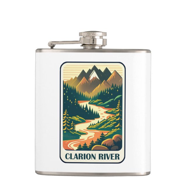 Clarion River Pennsylvania Colours Hip Flask (Front)