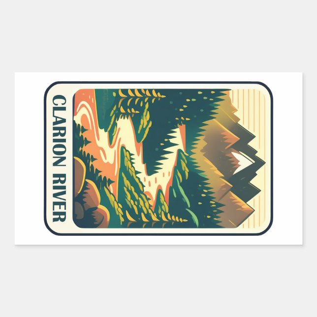 Clarion River Pennsylvania Colours Rectangular Sticker (Front)