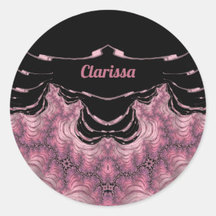 CLARISSA ~ Black and Pink ~  Classic Round Sticker