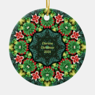 CLARISSA ~ CHRISTMAS Red Green Yellow 2022 ~ Ceramic Ornament