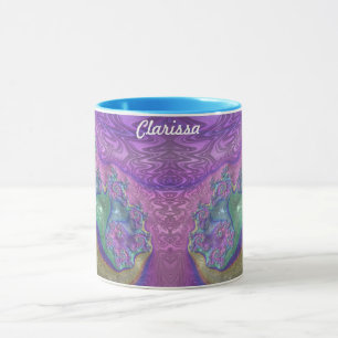 ~ CLARISSA ~ GLOSSY 3D Glossy Green Purple Blue Mug