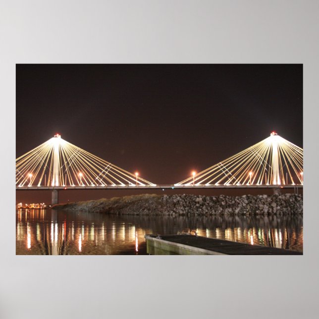 Clark Bridge At Night Poster (Front)