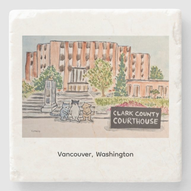 Clark County Courthouse Stone Coaster (Front)