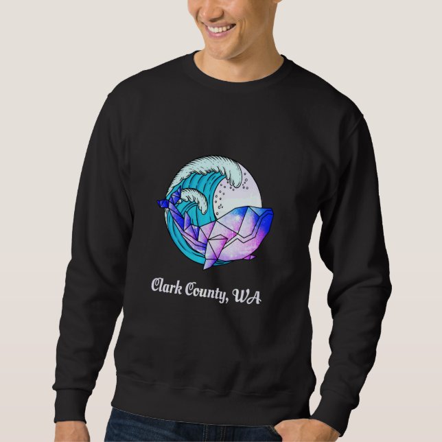 Clark County Wa Japanese Paint Geometric Orca Kill Sweatshirt (Front)