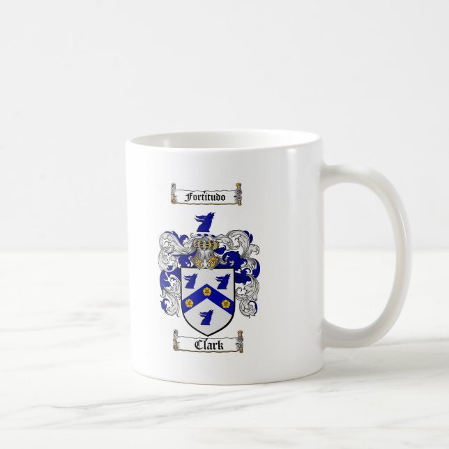 CLARK FAMILY CREST -  CLARK COAT OF ARMS COFFEE MUG (Right)