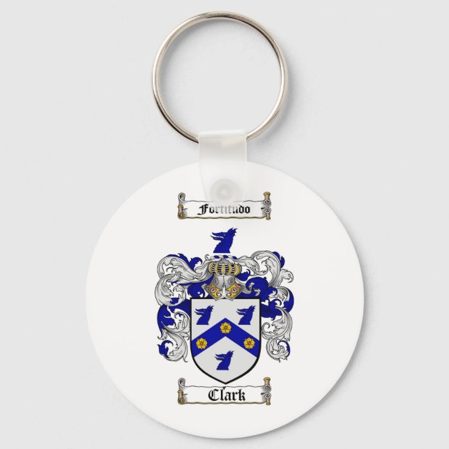CLARK FAMILY CREST -  CLARK COAT OF ARMS KEY RING (Front)