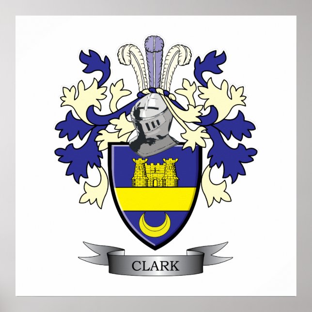 Clark Family Crest Coat of Arms Poster (Front)