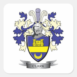 Clark Family Crest Coat of Arms Square Sticker