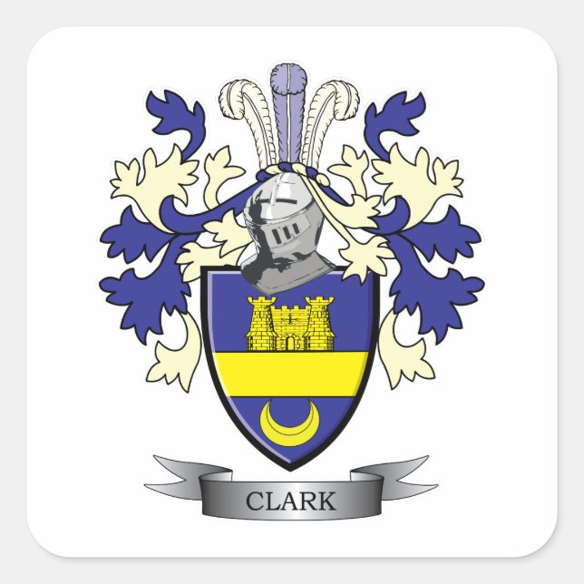 Clark Family Crest Coat of Arms Square Sticker (Front)