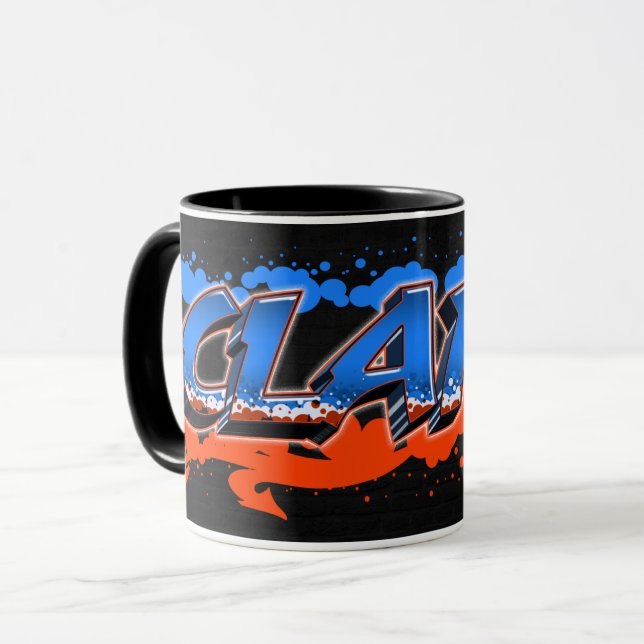 Clark First Name Graffiti blue orange cup (Front Left)