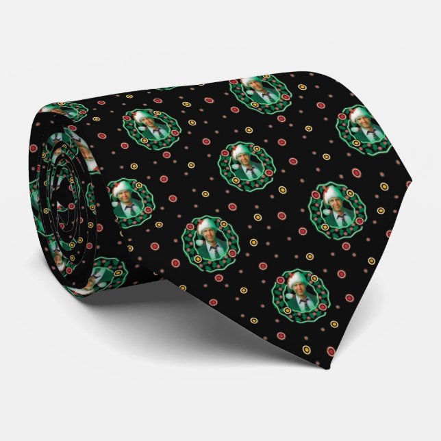 Clark Griswold Christmas Wreath Pattern Tie (Rolled)