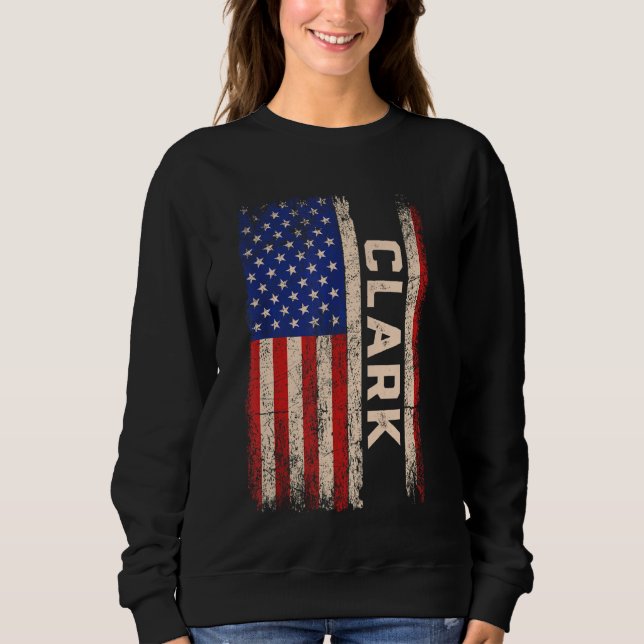 Clark Last Name Shirt Clark Name American Flag (Front)