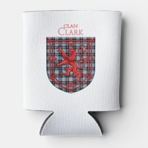 Clark Tartan Scottish Plaid Lion Rampant Can Cooler