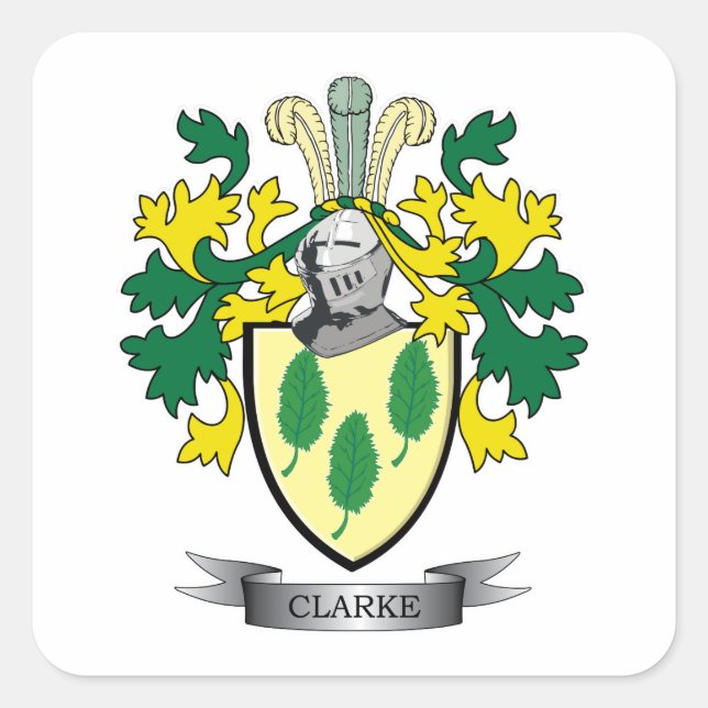 Clarke Coat of Arms Square Sticker (Front)