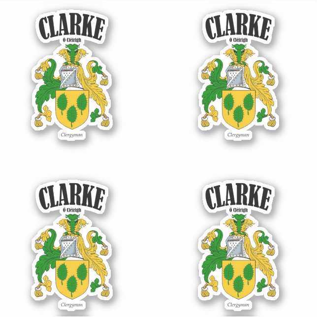 Clarke Crest Irish Translation & Meaning (x4) (Front)