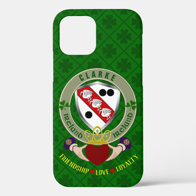 Clarke Irish Shield & Claddagh Personalised    Case-Mate iPhone Case (Back)