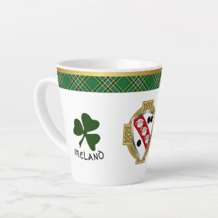 Clarke Irish Shield & Tartan Personalized Latte Mug